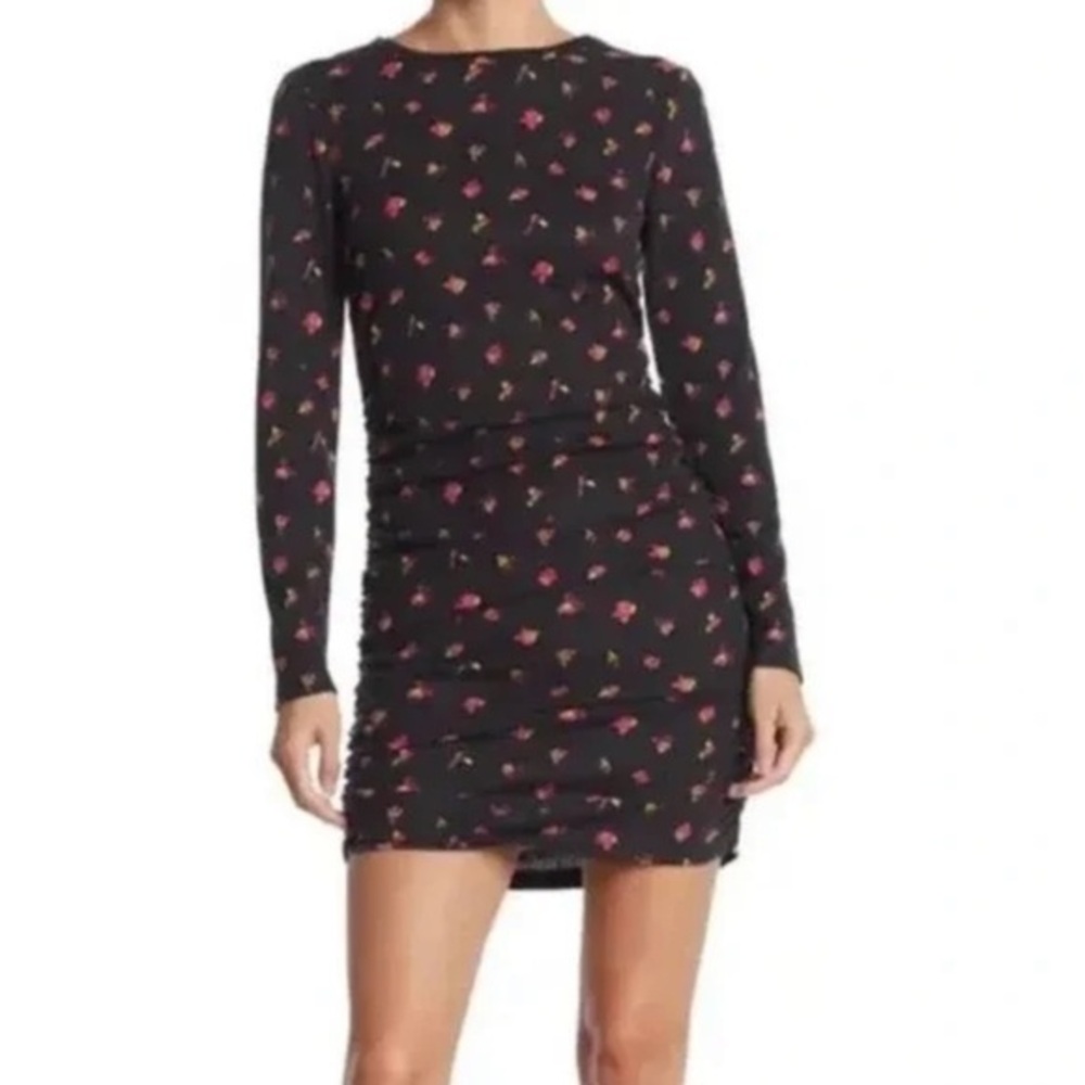 Abound Long Sleeve Floral Runched Mini Dress
